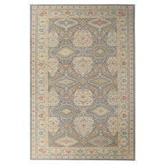 Afghanistan Sultanabad Over Size Rug - Wool Gray Ivory Design - 95576