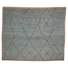 Afghanistan Moroccan Over Size Rug - Wool Blue Brown Design - 98453
