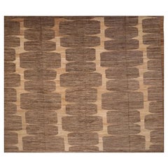 Afghanistan Abadeh Over Size Rug - Wool Brown Ivory Design - 98431