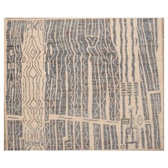 Afghanistan Moroccan Area Rugs - Wool Blue Brown Ivory Design - 98430