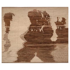 Afghanistan Moroccan Over Size Rug - Wool Brown Ivory Design - 98427