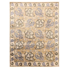 India Tabriz Area Rugs - Wool Blue Brown Ivory Design - 93845