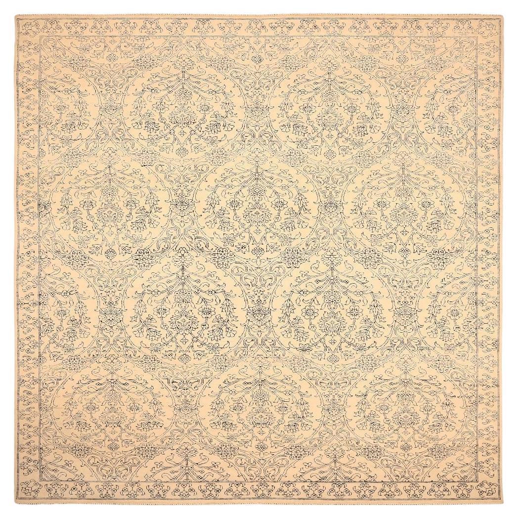 Moderne indische Teppiche – Wolle in elfenbeinfarbenem Design – 94066 im Angebot