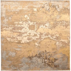 Tapis modernes indiens - Laine ivoire taupe jaune motif 94077