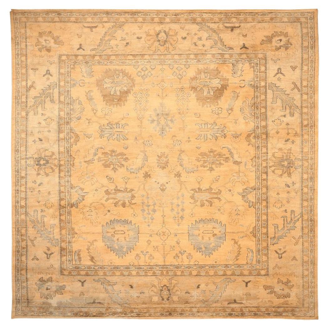 Tapis d'Oushak en laine ivoire et jaune, Inde - 94086
