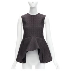 OLD CELINE Phoebe Philo black cotton jacquard waterfall peplum top FR34 XS