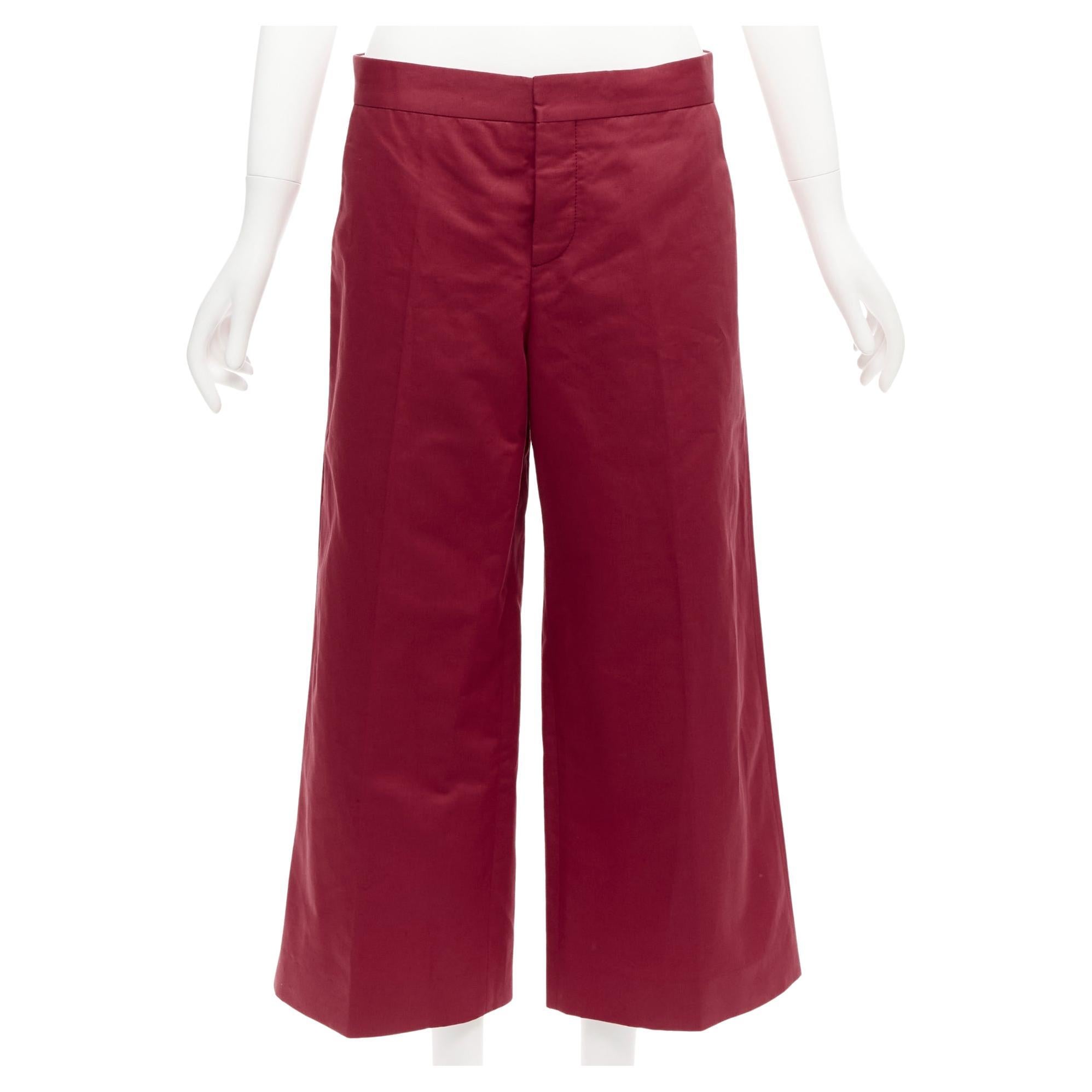 Marni, pantaloni larghi minimal classic in cotone e lino rosso IT40 S