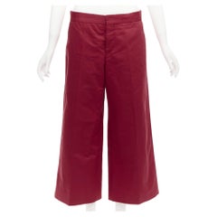 MARNI - Pantalon court classique en coton rouge, lin minimal IT40 S