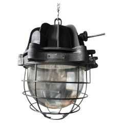 Set of 4 Industrial Globe Pendant Lamps in Cast Iron, 1960