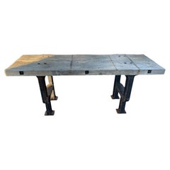 Industrial Factory Workbench in Cast Iron and Wood Top, 1955