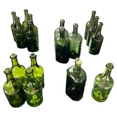 Set of 17 Bubbled Glass Water Bottles, France, 1925