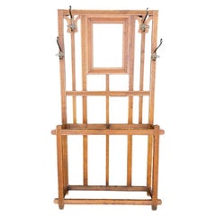 Large Oak Bistro coat Mirror, France, 1950s