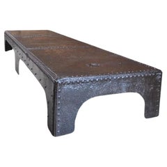 Large Coffee Table in Riveted Metal, France, 1920 Large Coffee Table in Riveted Metal, France, 1920
