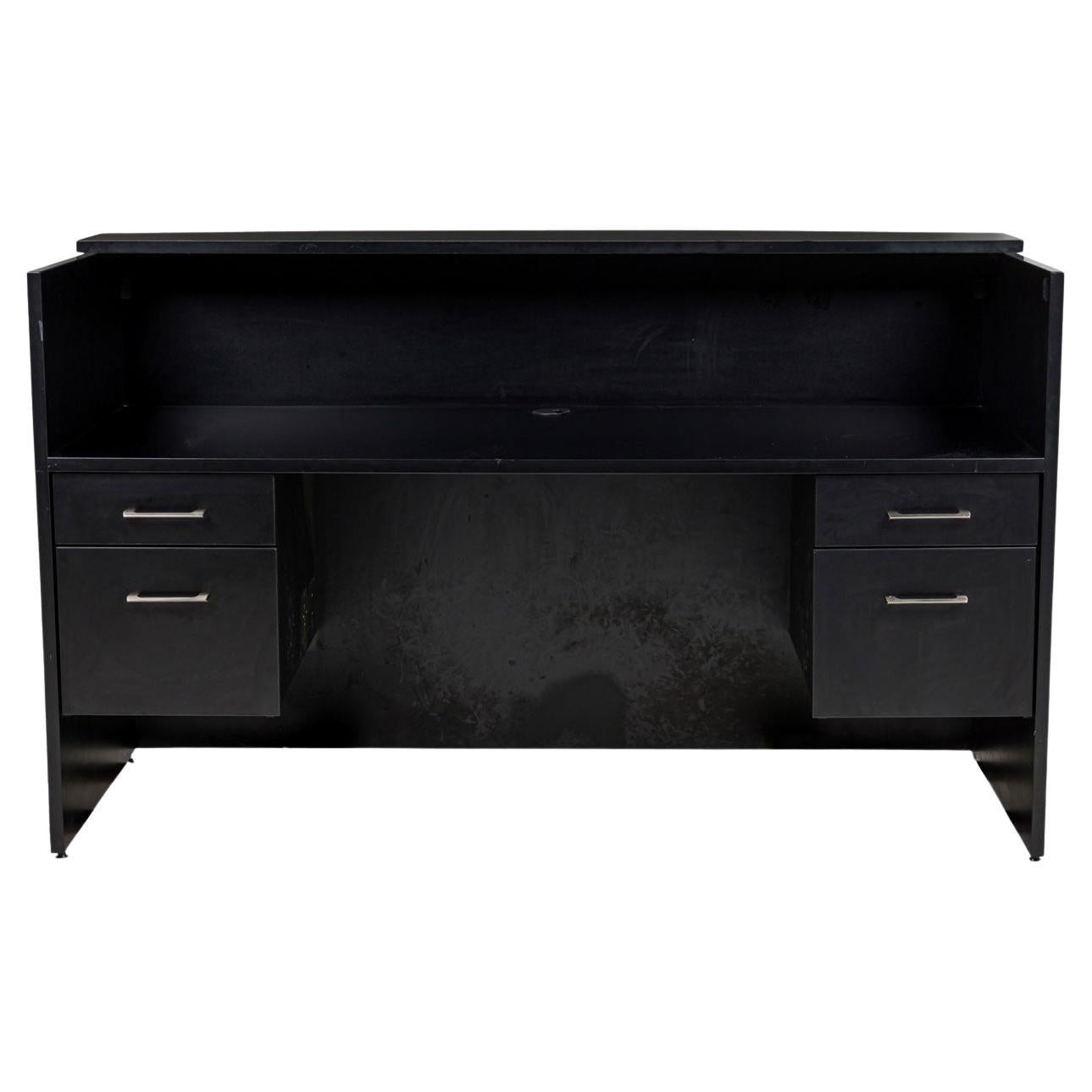 American Contemporary Black Laminate Suspended Twin Pedestal Reception Desk en vente