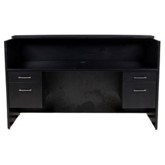 American Contemporary Black Laminate Suspended Twin Pedestal Reception Desk