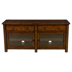 Contemporary Rustic Wood and Glass Sideboard