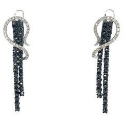 3.21 Carat Round Cut Diamond White Gold Dangle Earrings