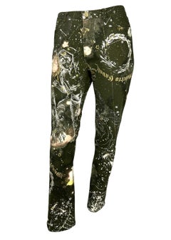 2003 Roberto Cavalli Astrology Logo Print Horoscope Stretch Jeans Pants