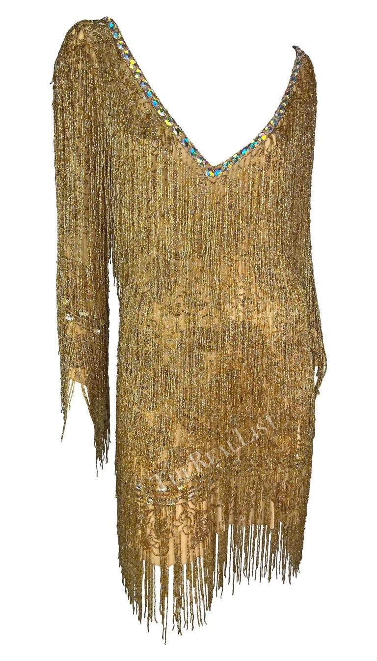 F/W 2002 Roberto Cavalli Runway Rhinestone Beaded Fringe Beyoncé