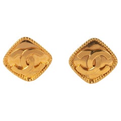 Chanel Golden Metal Clip-on CC Earrings, 1996
