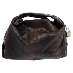 Furla Dark Brown Python Embossed Leather Elisabeth Hobo