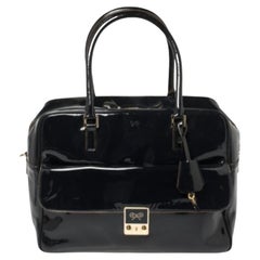 Anya Hindmarch Navy Blue Patent Leather Carker Satchel