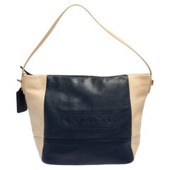 Coach Navy Blue/Beige Leather Legacy Weekend Hobo