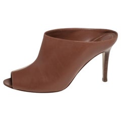 Sergio Rossi Brown Leather Mule Sandals Size 36.5