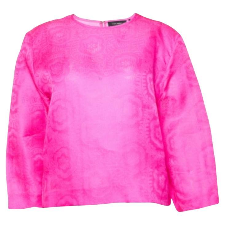 Isabel Marant Rosa fucsia, camicetta floreale in seta jacquard M. in vendita