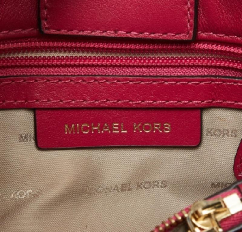 Michael Michael Kors - Mini Cynthia Bow Tote in pelle rosa in vendita 2