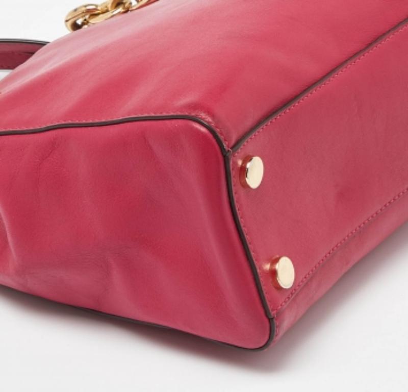 Michael Michael Kors - Mini Cynthia Bow Tote in pelle rosa in vendita 4