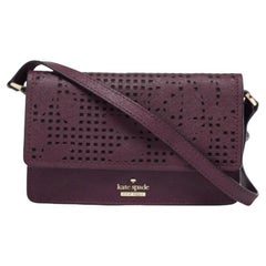 Kate Spade - Borsa a tracolla con patta in pelle borgogna