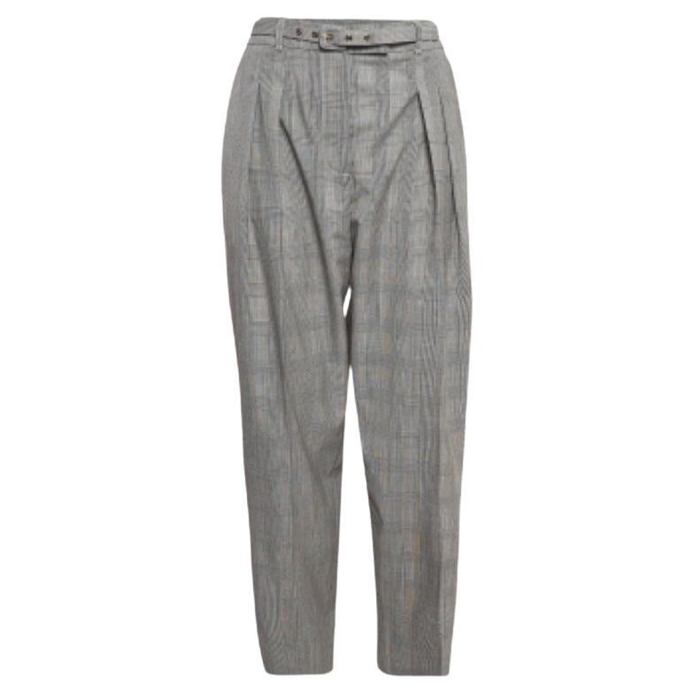 Zimmermann - Pantaloni con cintura in lana a motivi grigi XL