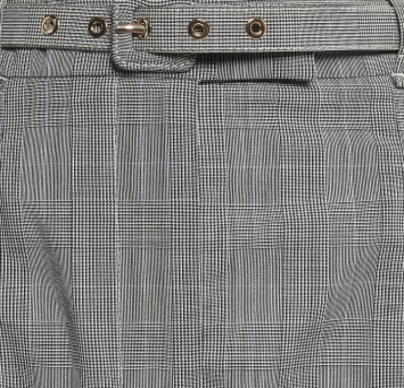 Gris Zimmermann Pantalon ceinturé en laine grise à motifs XL en vente