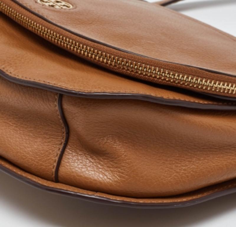 Tory Burch Borsa a tracolla Britten in pelle marrone in vendita 2