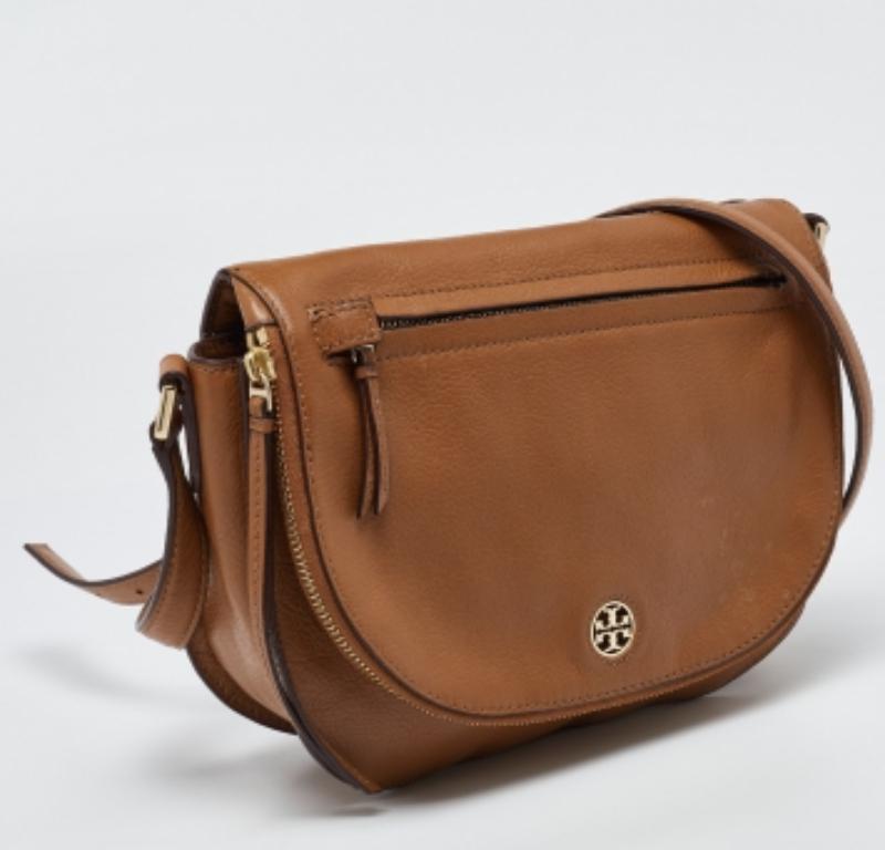 Tory Burch Borsa a tracolla Britten in pelle marrone in vendita 6