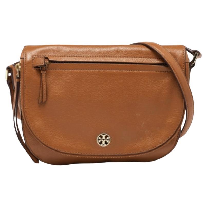 Tory Burch Borsa a tracolla Britten in pelle marrone in vendita
