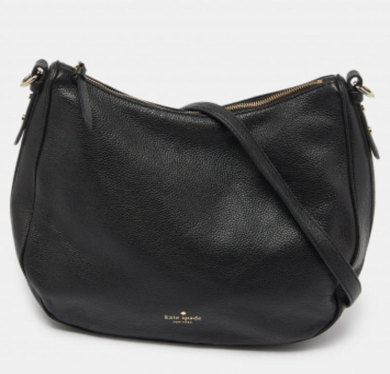 Kate Spade Borsa a spalla con zip in pelle nera in vendita 5