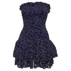 Maje Blue Raziel Leopard Pattern Fil-Coupe Jacquard Dress M