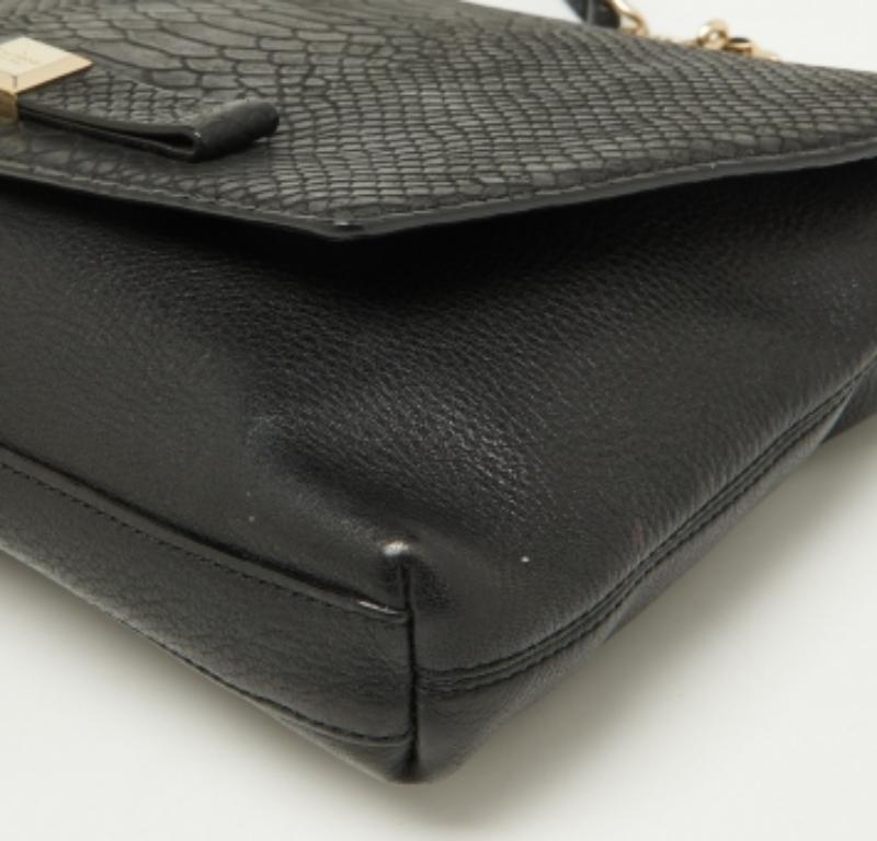 Kate Spade - Borsa a tracolla con patta in pelle nera e serpente In condizioni buone in vendita a Dubai, Al Qouz 2
