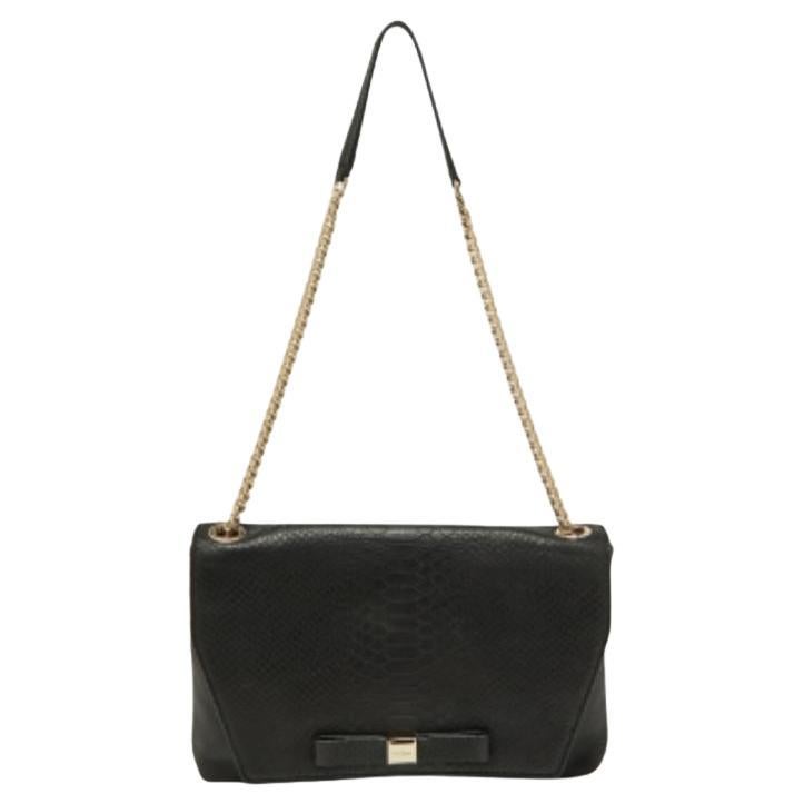 Kate Spade - Borsa a tracolla con patta in pelle nera e serpente