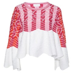 Peter Pilotto Pink/White Cotton & Wool Knit Peplum Sweater S