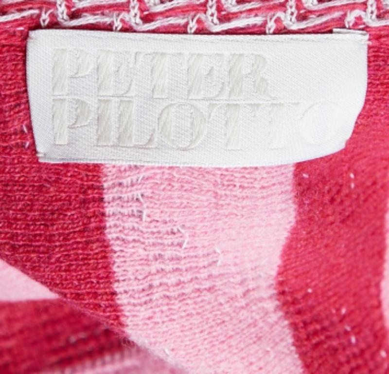 Peter Pilotto Rosa/Weißer Pullover mit Schößchen aus Baumwolle und Wolle S im Zustand „Gut“ im Angebot in Dubai, Al Qouz 2