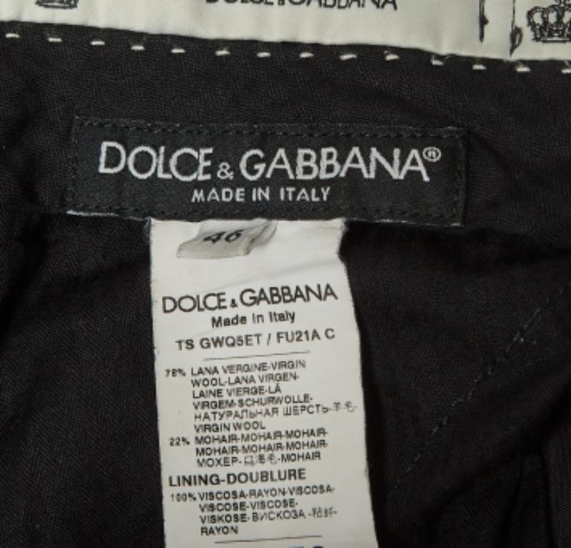 Dolce & Gabbana Regelmäßige Hose aus blauer Wolle S (Schwarz) im Angebot