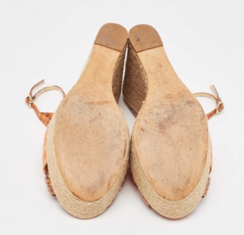 Alexandre Birman Orange Python Espadrille Slingback Sandals Size 39.5 For Sale 1