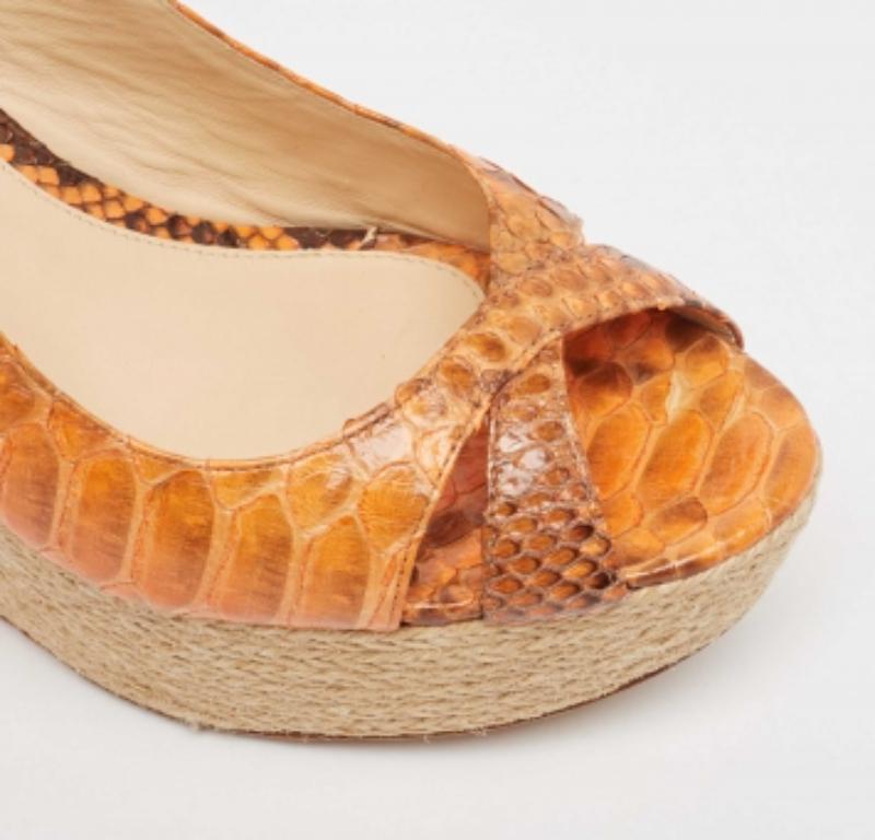 Alexandre Birman Orange Python Espadrille Slingback Sandals Size 39.5 For Sale 2