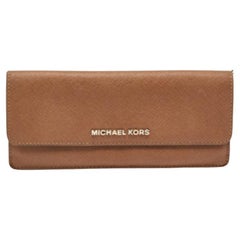 Cartera continental de piel marrón Michael Kors