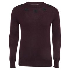 Givenchy Burgundy Wool Knit Star Badge Detail Sweatshirt XS