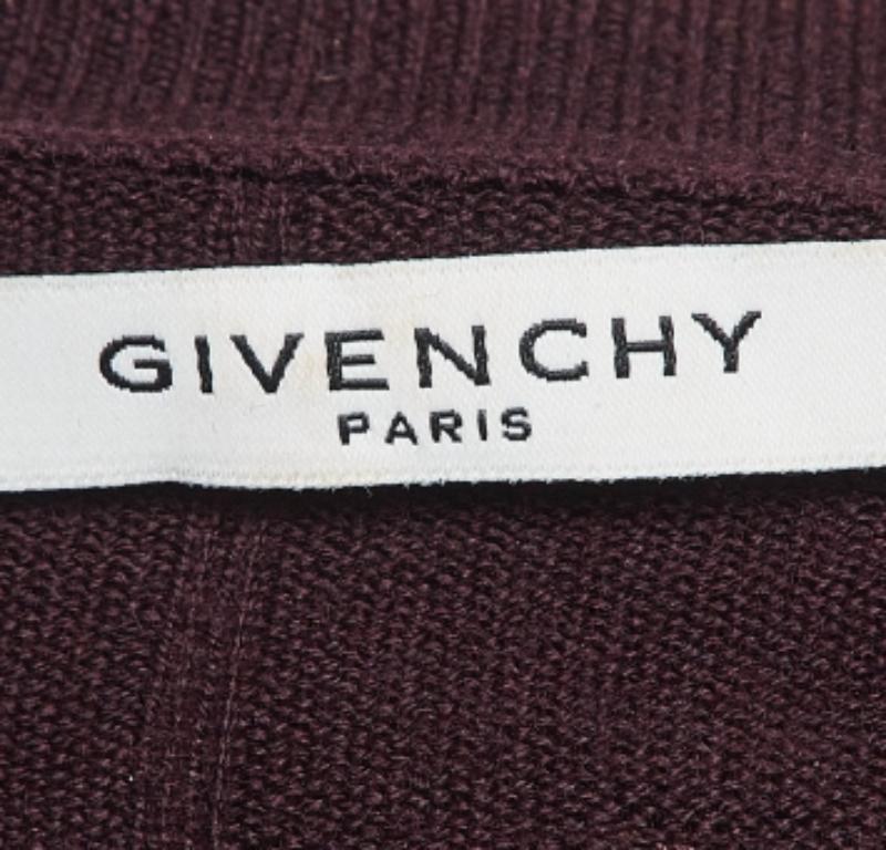 Noir Givenchy Burgundy Wool Knit Star Badge Detail Sweatshirt XS en vente