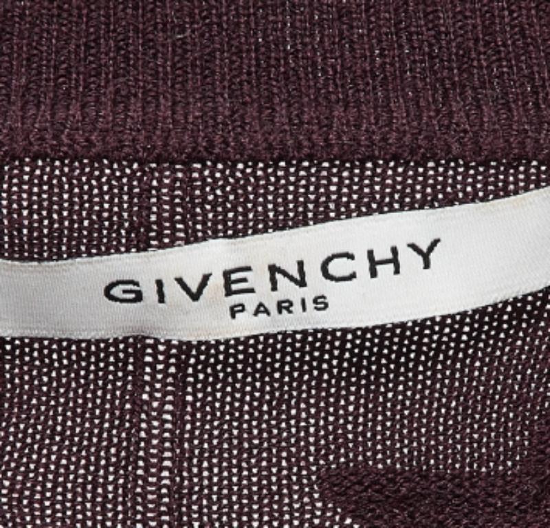 Givenchy Burgundy Wool Knit Star Badge Detail Sweatshirt XS Bon état - En vente à Dubai, Al Qouz 2